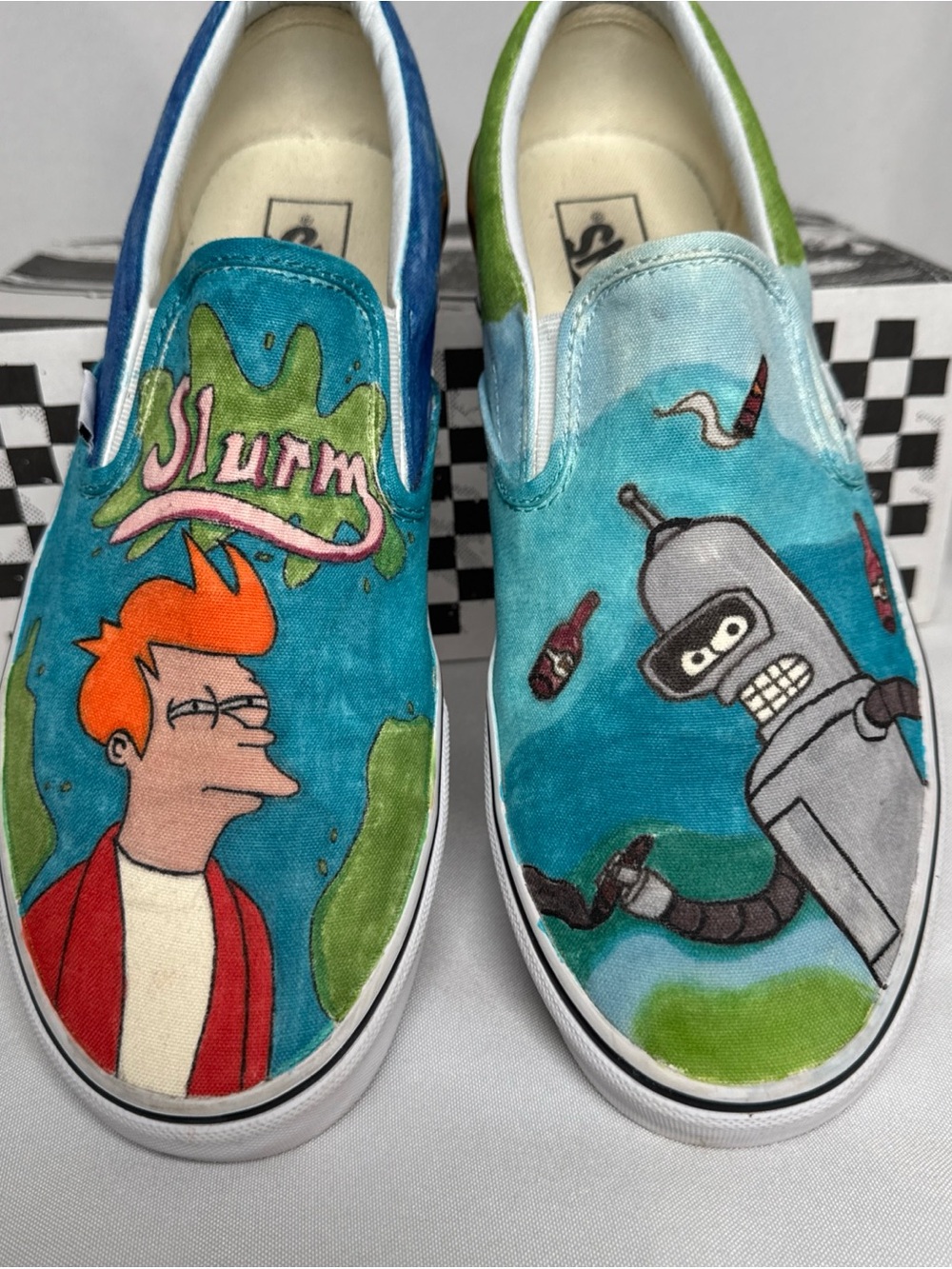 VANS Off The Wall Custom Futurama SLIP-ON  Mens 11.5 Never Worn Fry & Bender